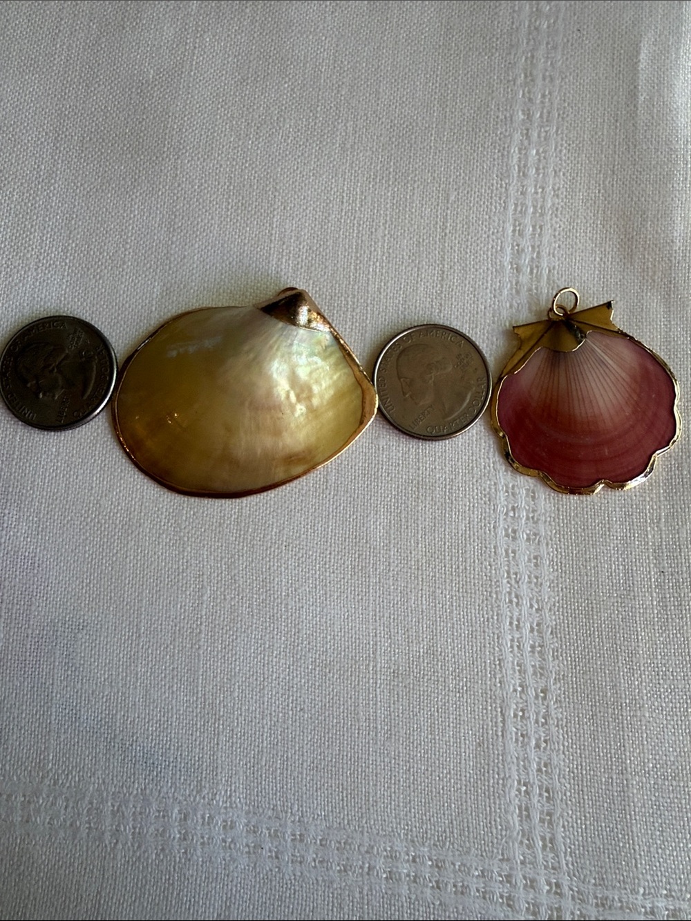 Shell Necklace Pendents - Iridescent Gold & Pink Shell Charms - Picture 3 of 7